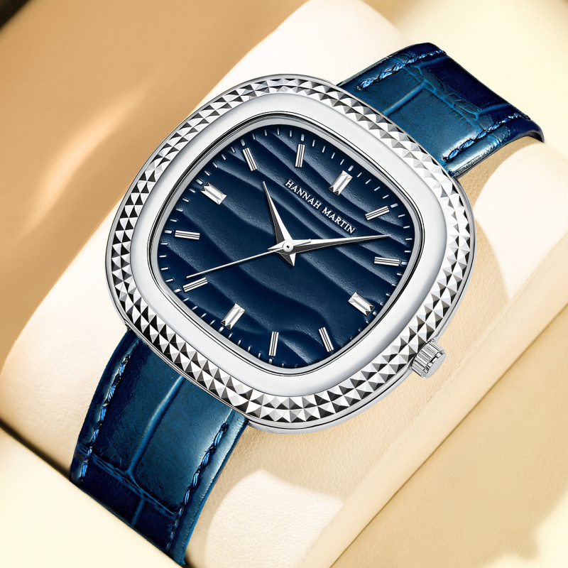 Smartwatch Ladies Watches Branded - ZHANGU Marka Saat Siyah Deri Oval