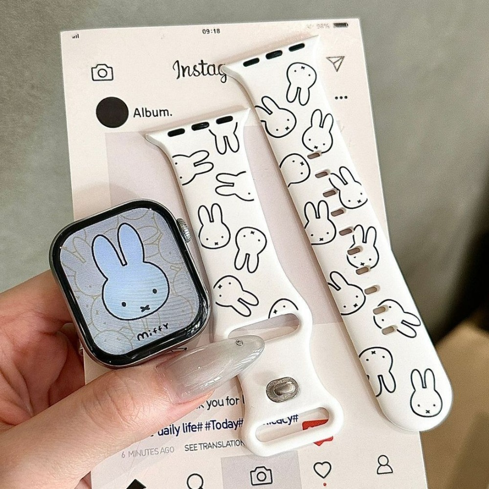 Apple Watch Band - Sevimli Miffy Tavşan Karikatürlü Saat Kayışı,