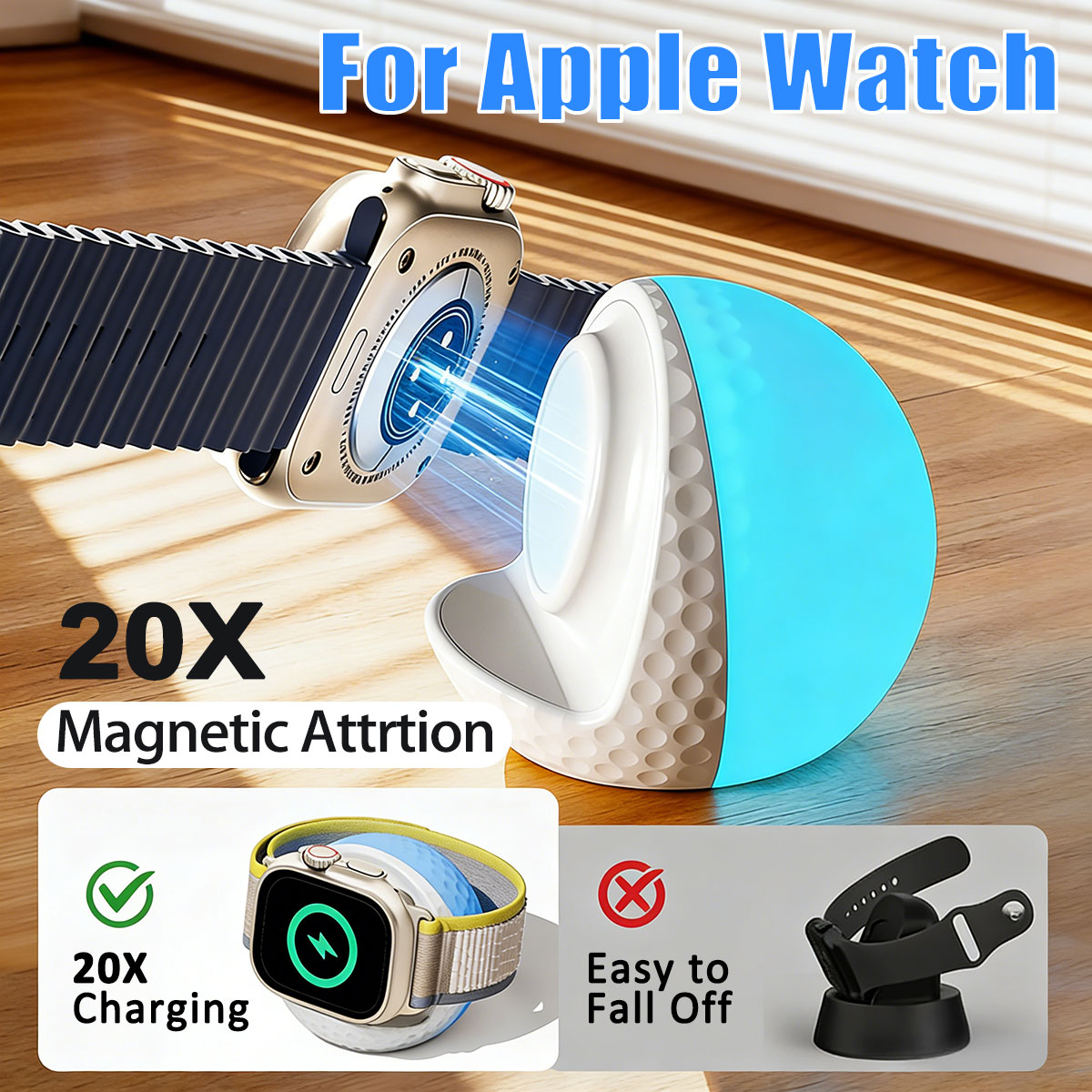 Watch Charging Dock - Taşınabilir RGB Işıklı Kablosuz Şarj Standı